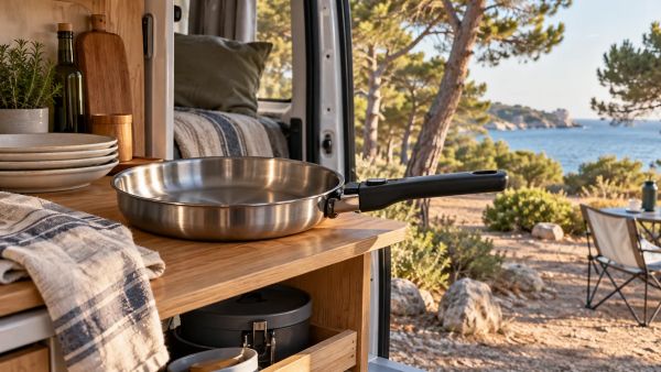 Optimiser votre rangement avec une poêle inox à poignée amovible